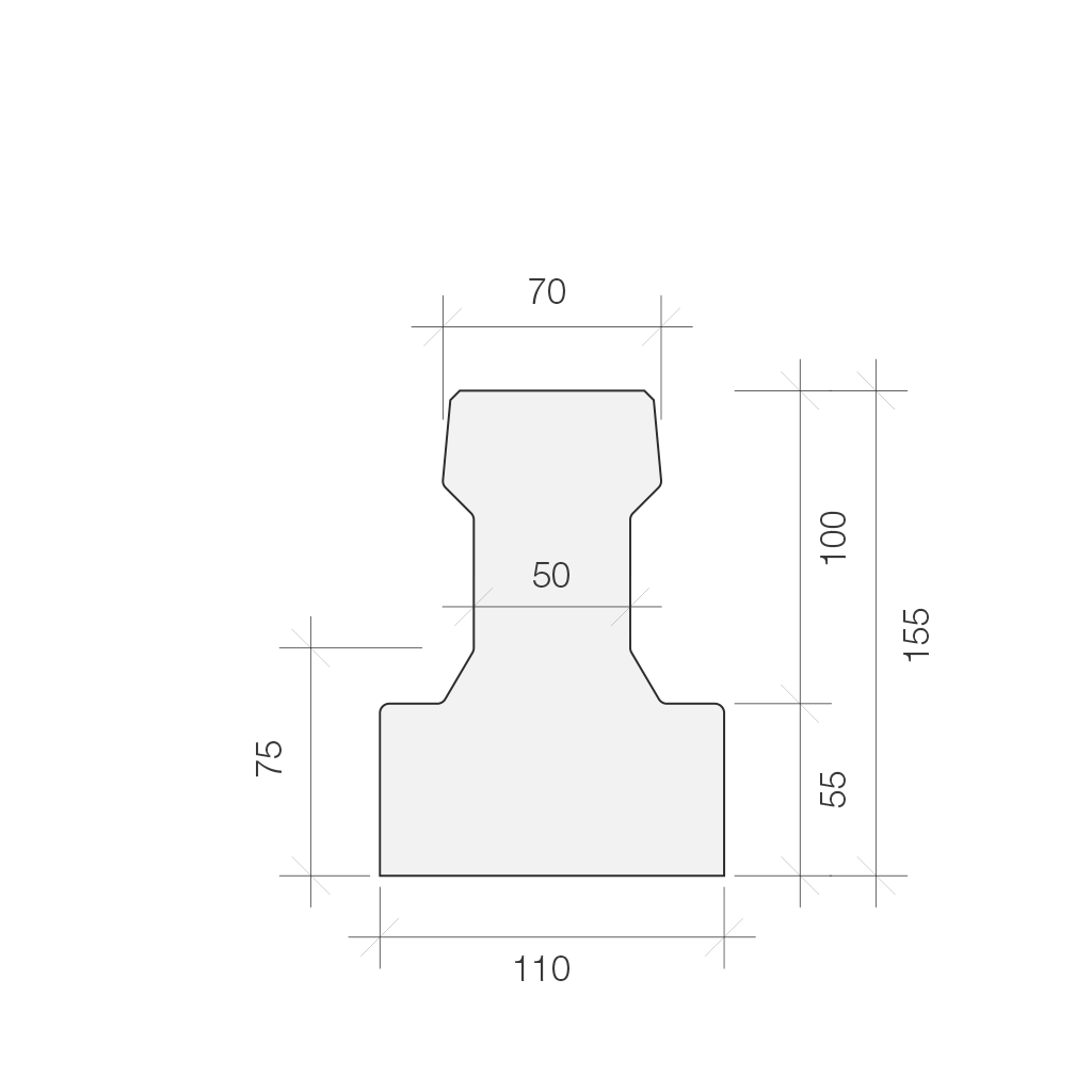 155 beam section detail, 155mm t beam, beam and block flooring, beam and block floor